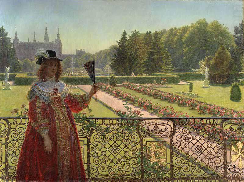Leonora Christina in the garden of Frederiksborg Palace., Kristian Zahrtmann